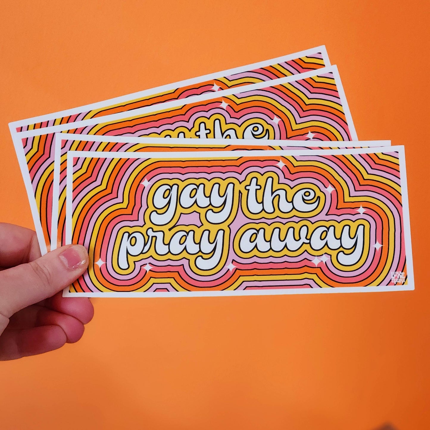 Gay the pray away lgbtq pride bumper sticker retro
