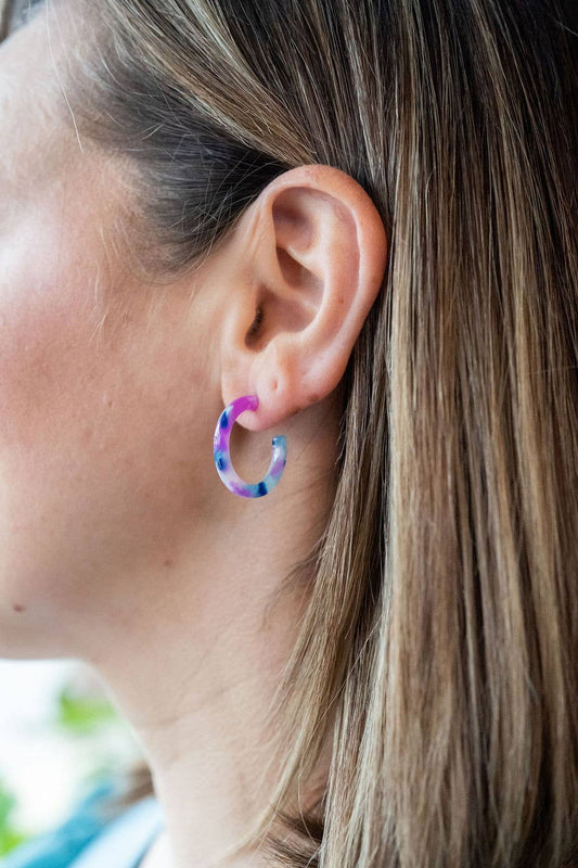 Cam Mini Hoops - Purple Party // Earrings, Jewelry, Gifts