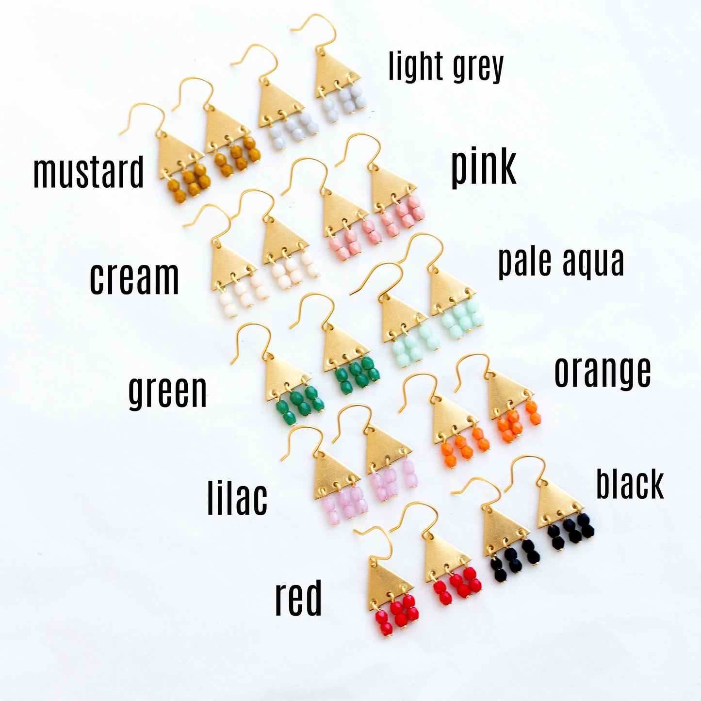 Colorful Triangle Geometric Earrings with beaded Fringe