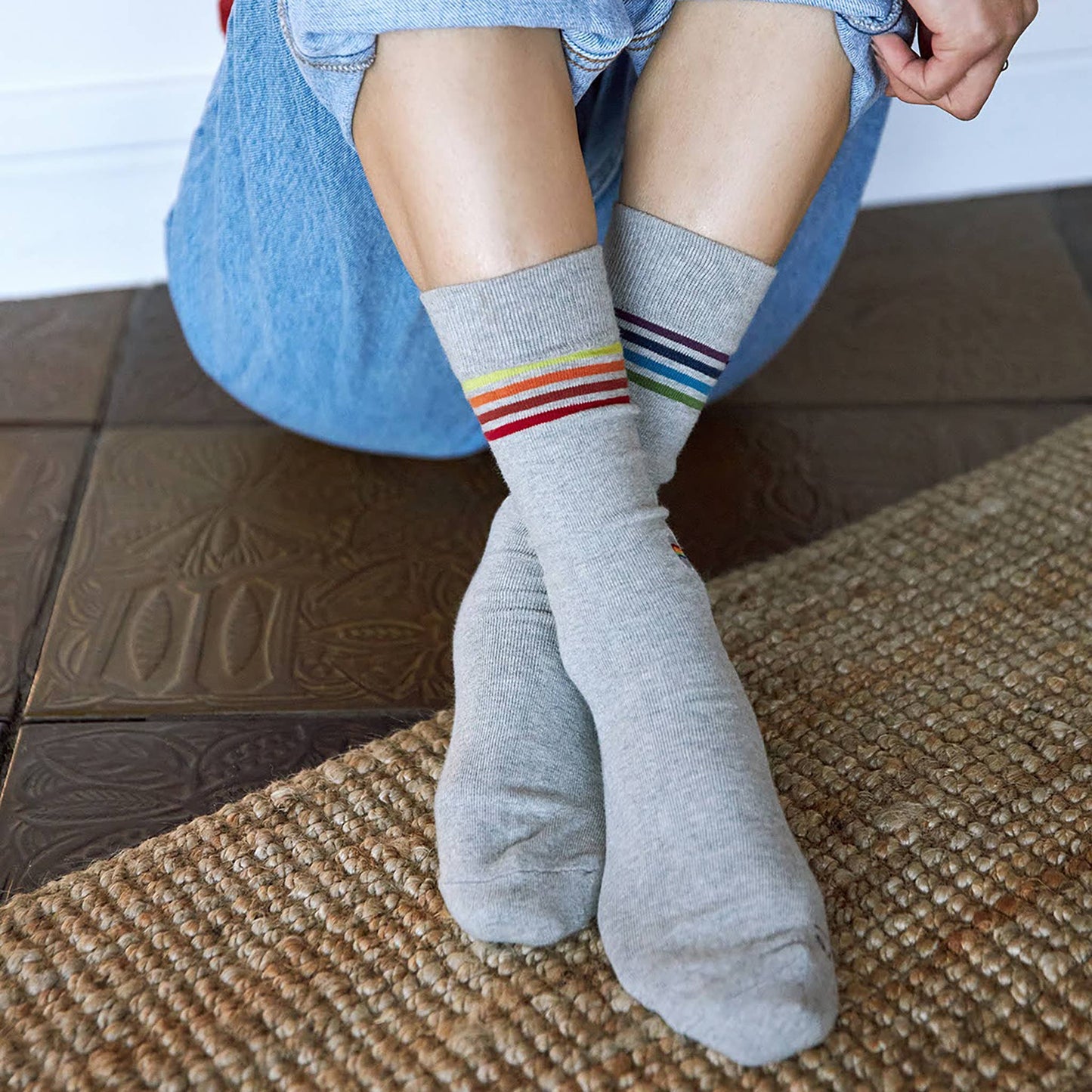 Socks that Save LGBTQ Lives (Alternating Rainbow Stripes): Medium