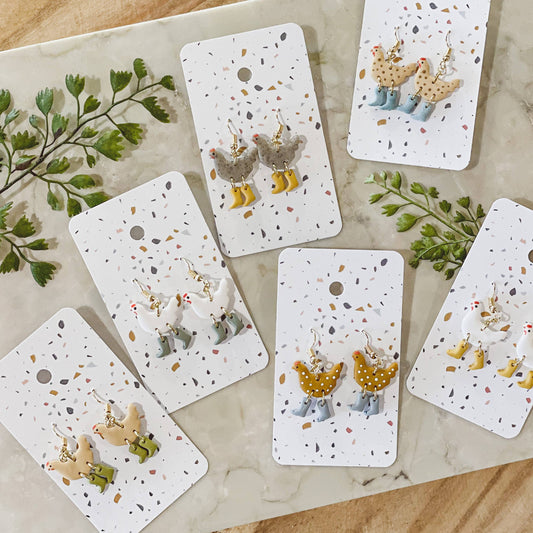 Assorted Pack: Chickens with Boots Earrings