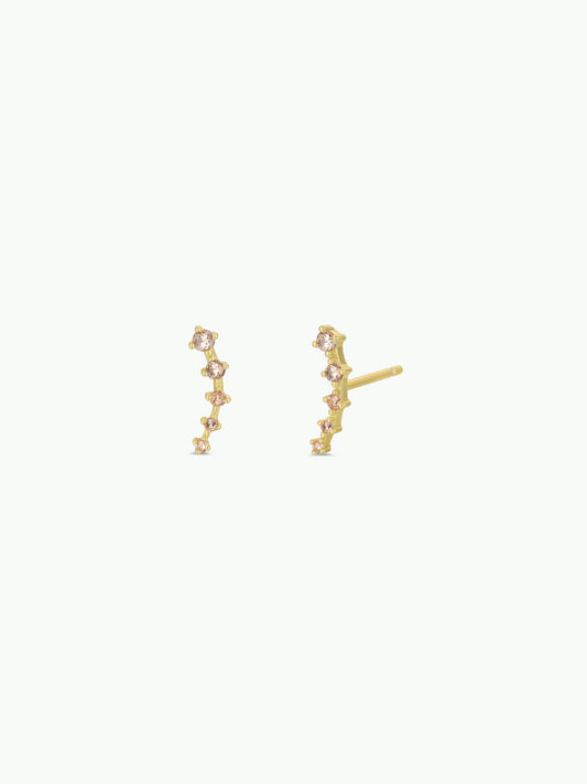 Crawler - Champagne CZ - Gold Earrings