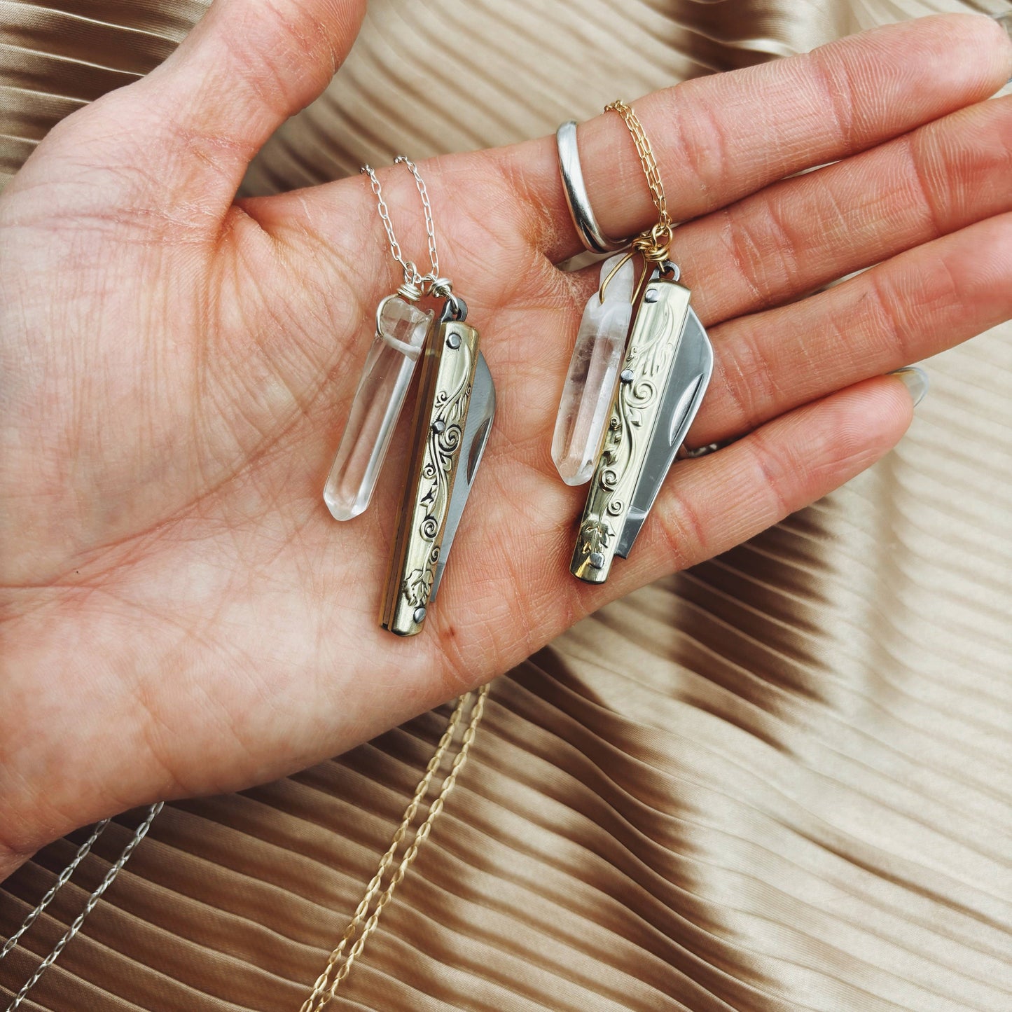Handmade Amelia Necklace | Knife Necklace | Quartz Crystal