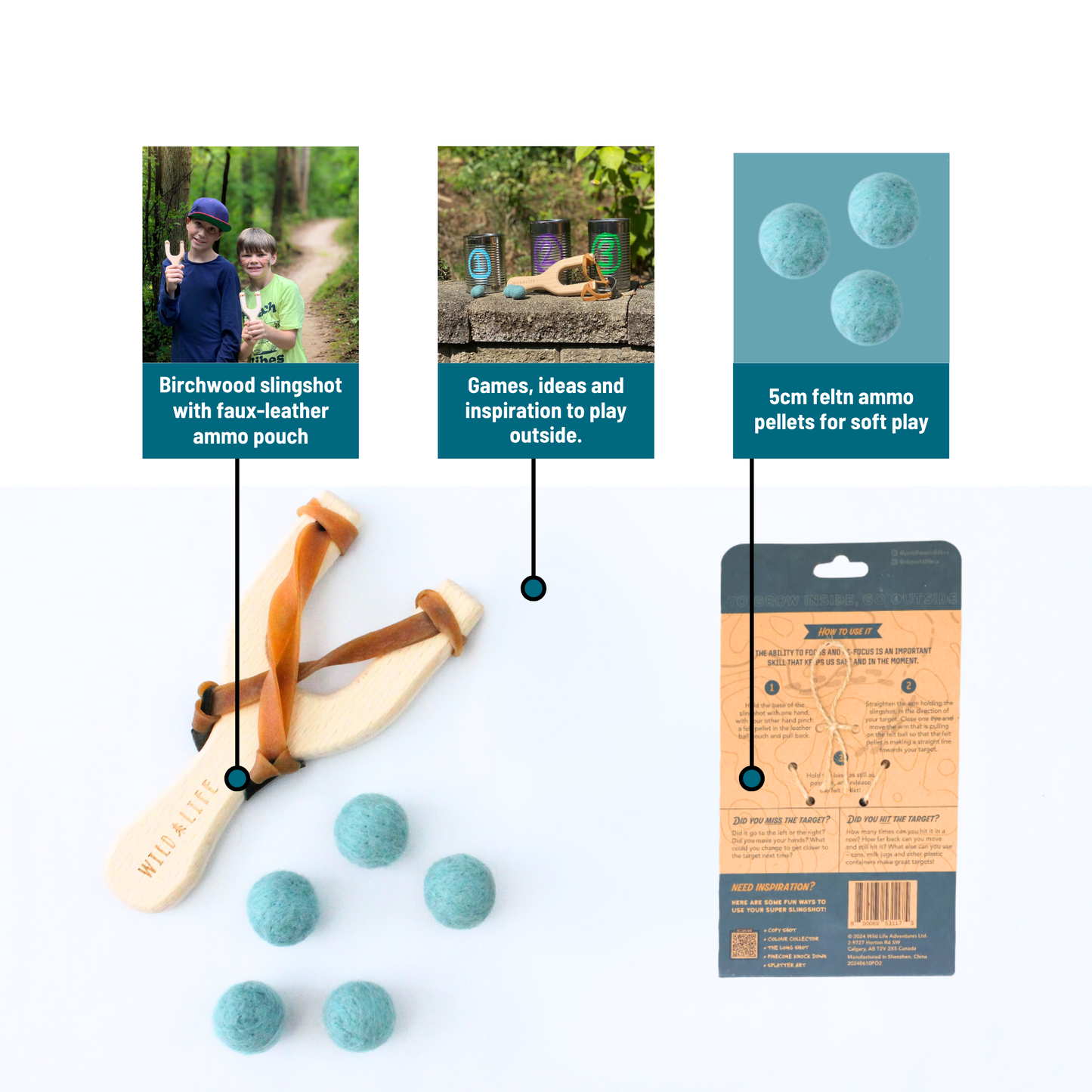 "Take Aim" Slingshot + Felt Pellets