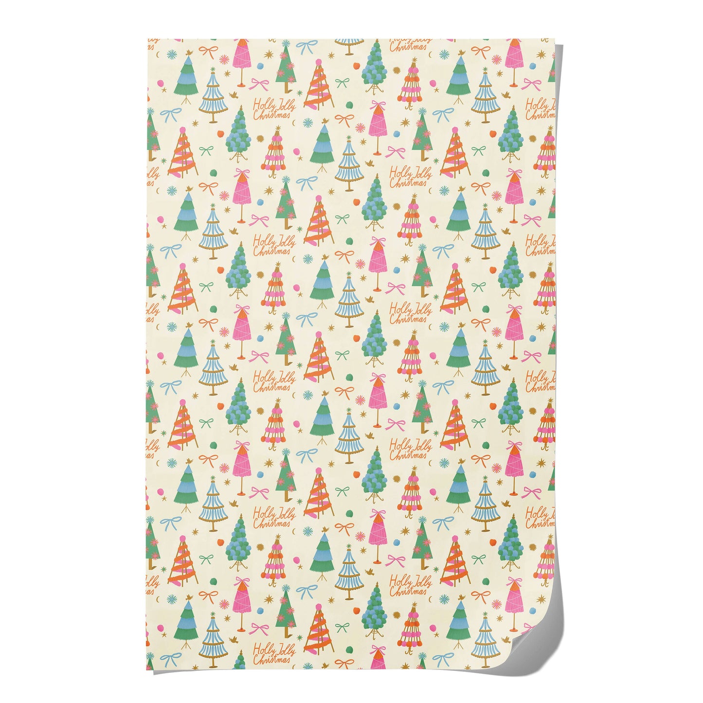 Holly Jolly Trees holiday wrapping paper