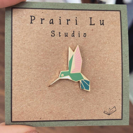 Female Ruby-Throated Hummingbird Enamel Pin