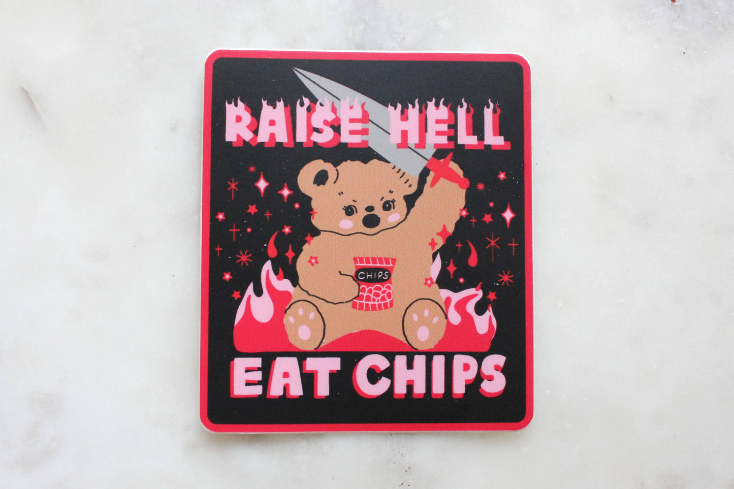 Raise Hell Eat Chips Sticker | Christmas Advent Calendar Stocking Stuffers