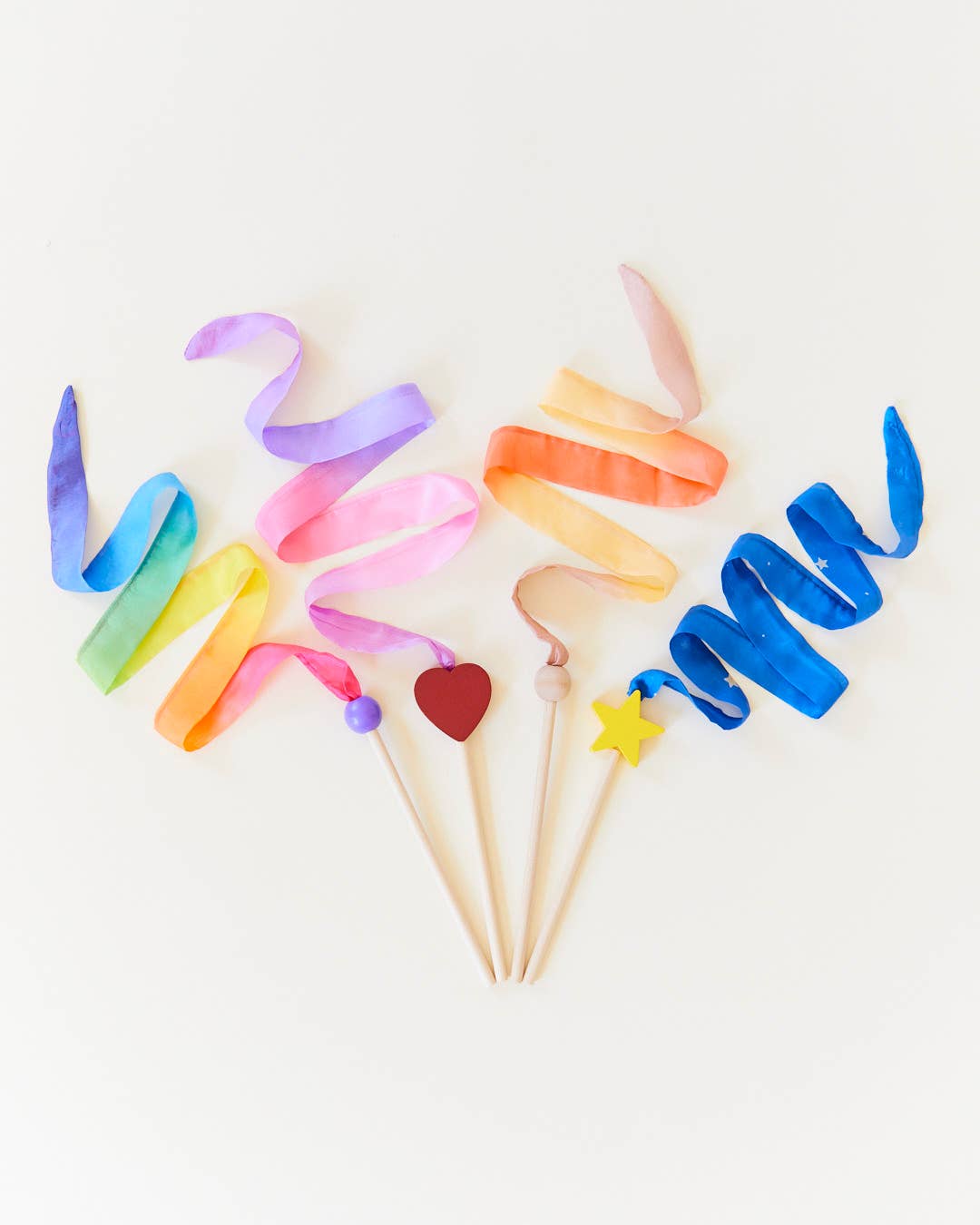 Silk & Wood Wand for Dancing, Dress Up & Pretend Play -Heart