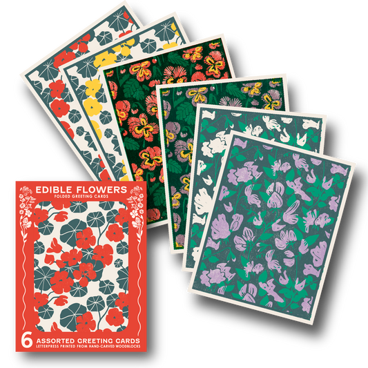 Edible Flowers Assorted Letterpress Cards Set