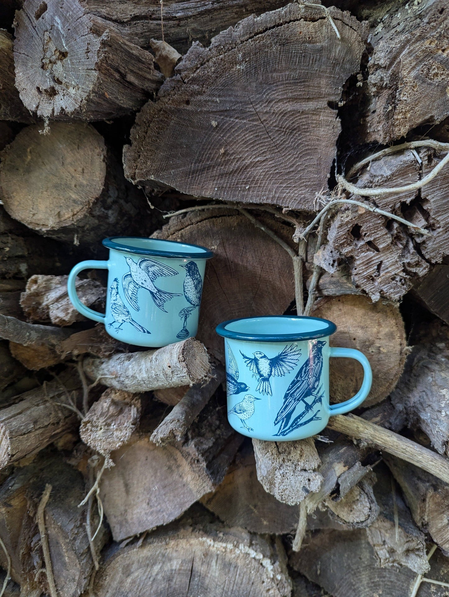 Enamel mug | blue birds