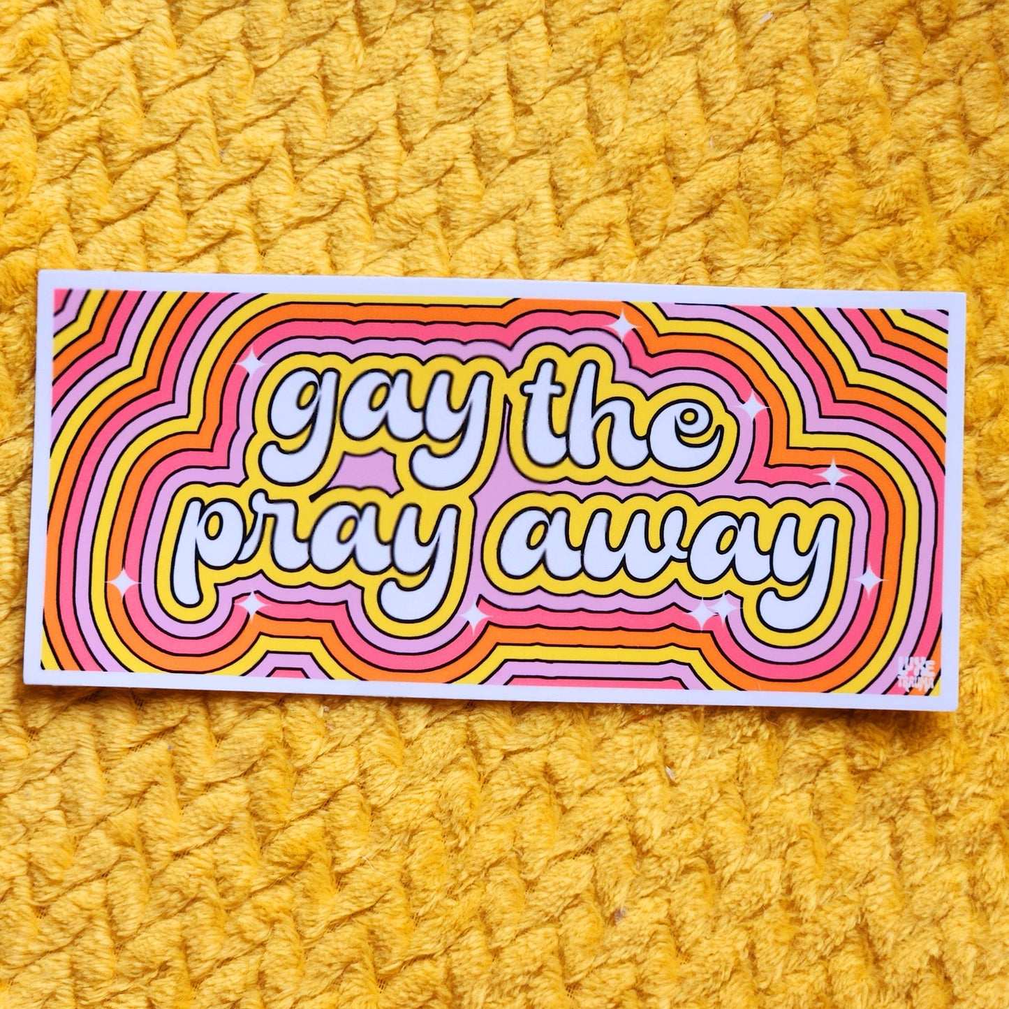Gay the pray away lgbtq pride bumper sticker retro
