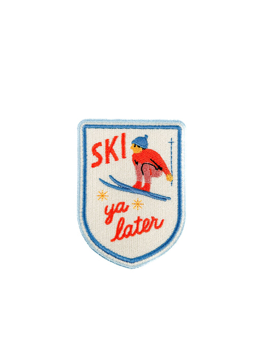Ski Ya Later Patch | Retro Skiing Embroidered Iron On Patch