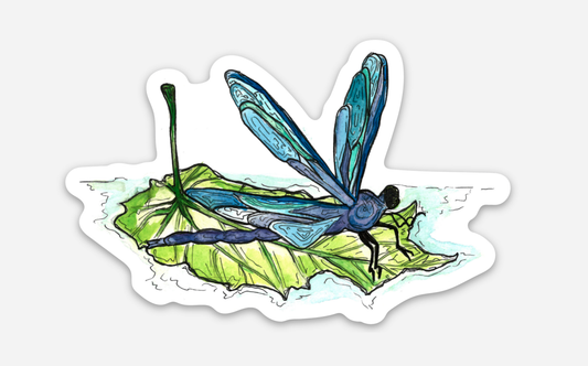 Dragonfly on Leaf Sticker