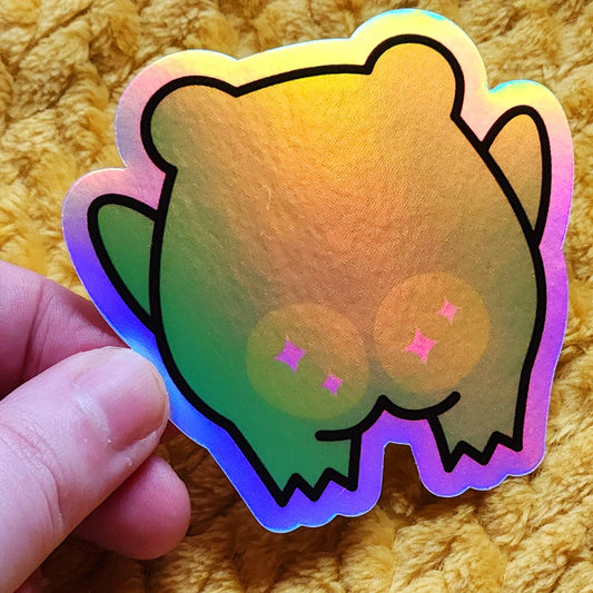 Kawaii frog butt funny cute hilarious sticker toad holograph
