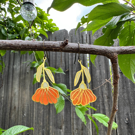 Begonia // Stained Glass Resin Earrings