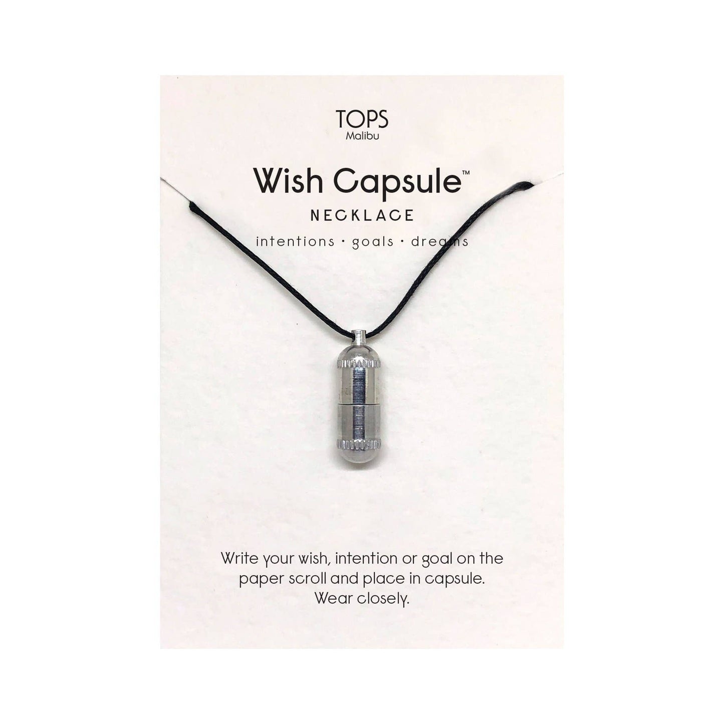 Wish Capsule Necklace w/ 3-Paper Scrolls - Silver Capsule