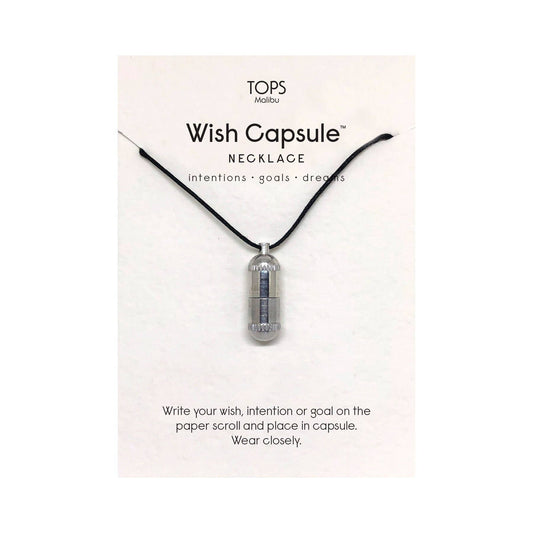 Wish Capsule Necklace w/ 3-Paper Scrolls - Silver Capsule