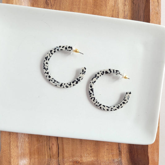 Camy Hoops - Black Dot // Gift, Earrings, Jewelry, Fall