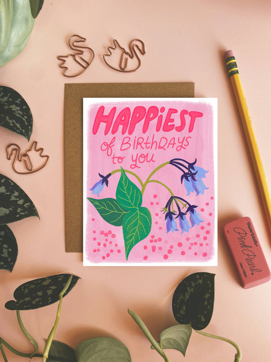 Happiest Birthday - Colorful Floral Greeting Card - Bluebell