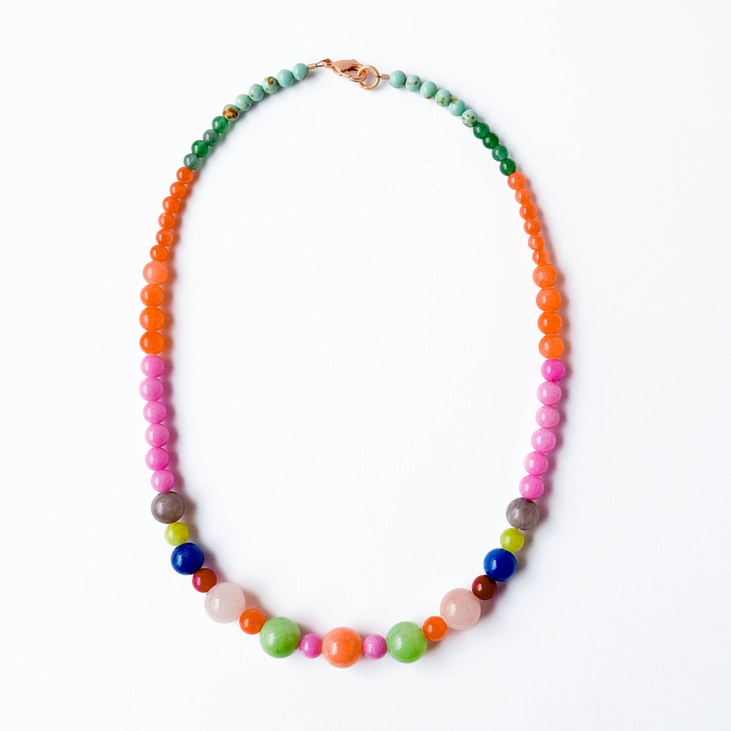 Colorful Beaded Necklace Mixed Glass Bright Statement