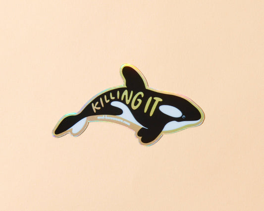 Killing It Orca Holographic Vinyl Sticker - Killer Whale Era - Made in USA -