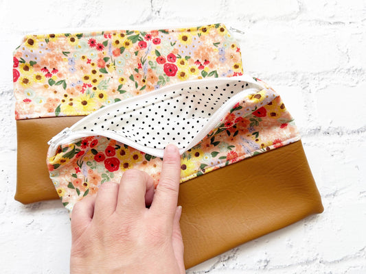 Cosmetic bag, Flat Make up bag, Zipper Pouch