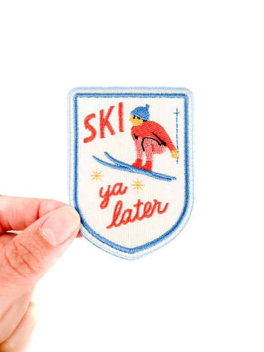 Ski Ya Later Patch | Retro Skiing Embroidered Iron On Patch
