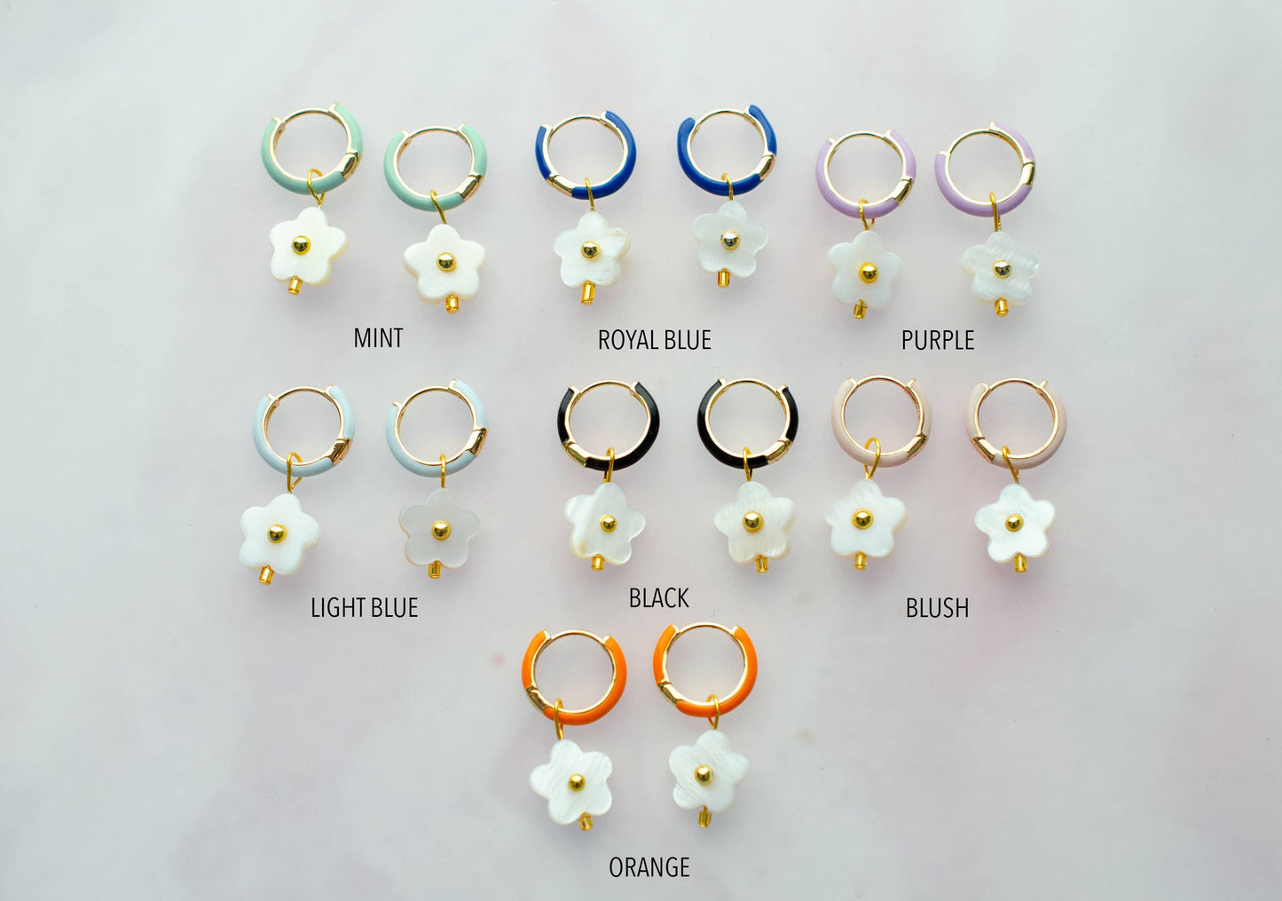 Flower Enamel Huggie Hoop Earrings