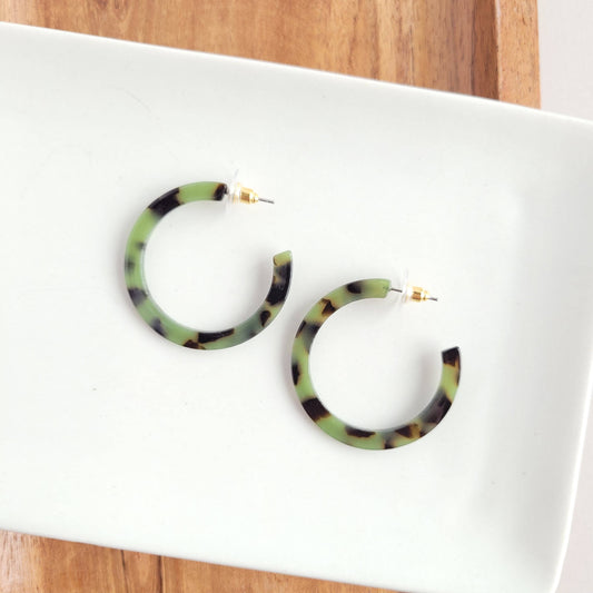 Camy Hoops - Olive Tortoise // Earrings, Jewelry, Gifts, Fall