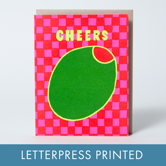Cheers Olive Holiday Letterpress Card by Suzy Ultman