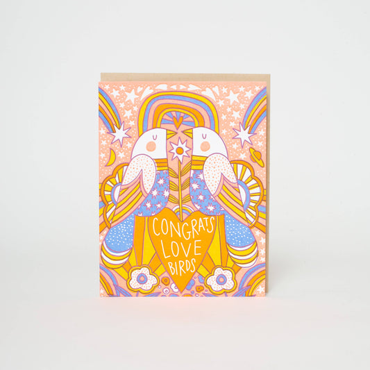 Wedding Congrats Love Birds Letterpress Greeting Card by Hello!Lucky