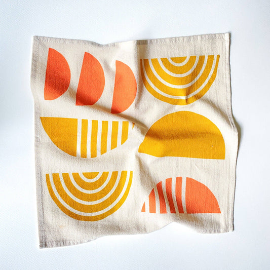 Warm Geometric Hand Printed Cotton Napkins, Set of 4