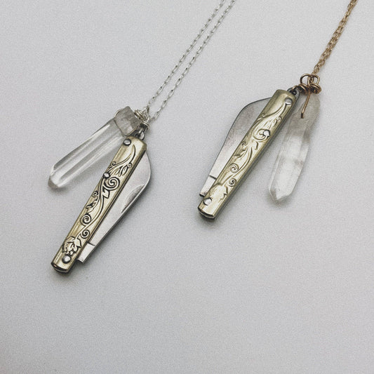 Handmade Amelia Necklace | Knife Necklace | Quartz Crystal
