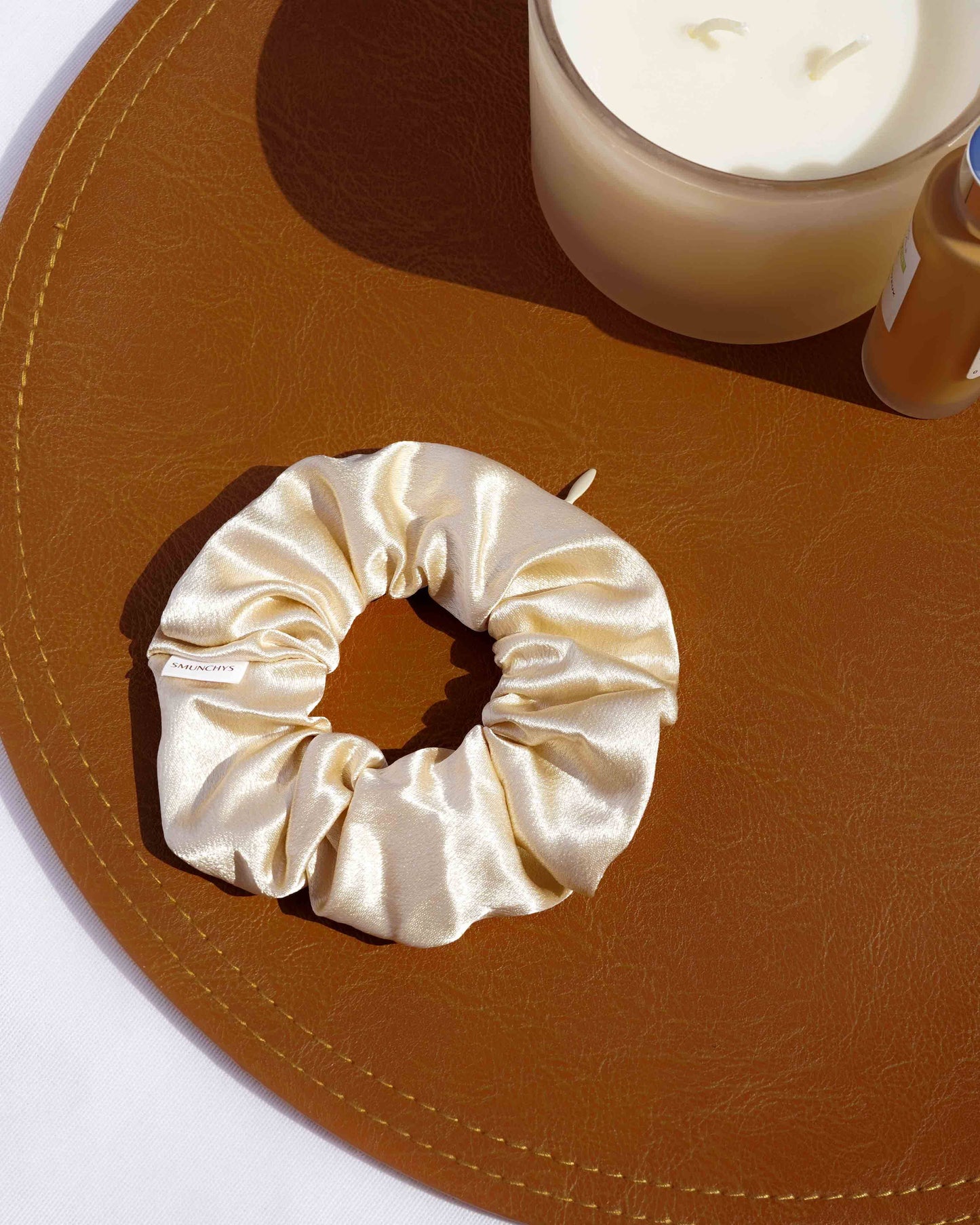 Satin Gold Zipper Pocket Scrunchie