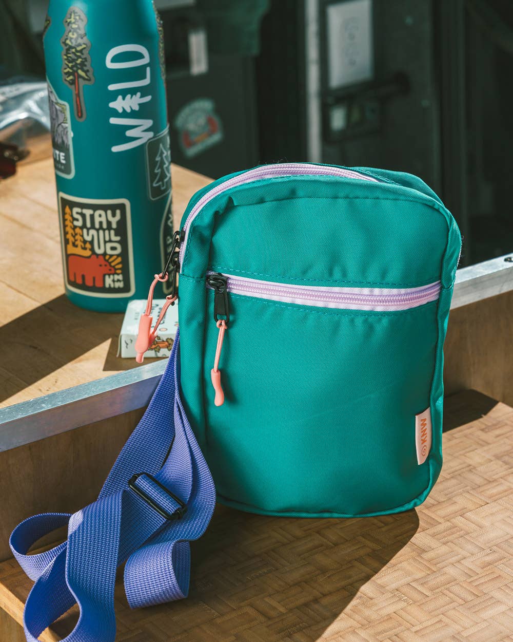 Recycled Crossbody Bag | Teal/Lavender