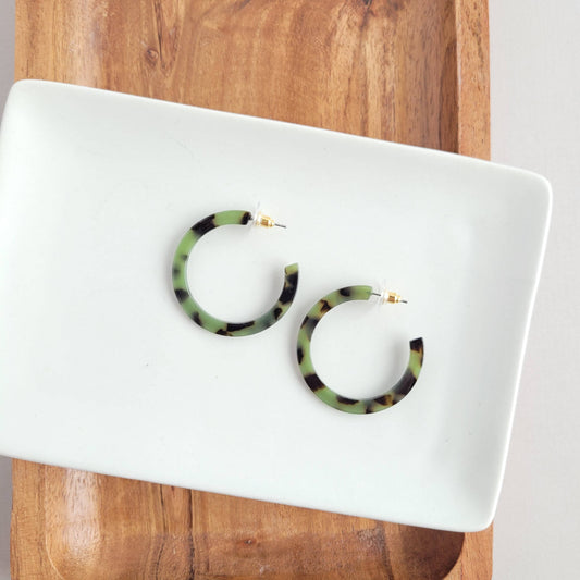 Camy Hoops - Olive Tortoise // Earrings, Jewelry, Gifts, Fall