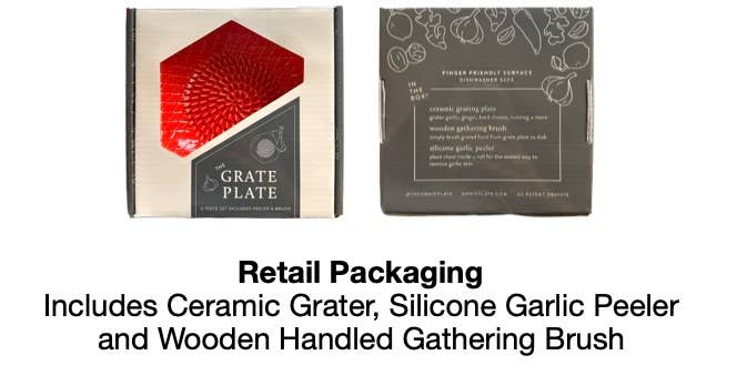 Ceramic Garlic Grater, 3-Piece Set – Red