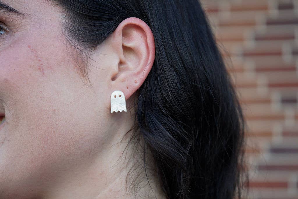 Mini Ghost Studs - White Shimmer // Jewelry, Halloween, Earrings