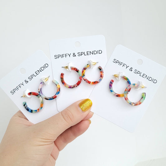 Cam Mini Hoops - Fiesta // Earrings, Jewelry, Gifts, Best Seller
