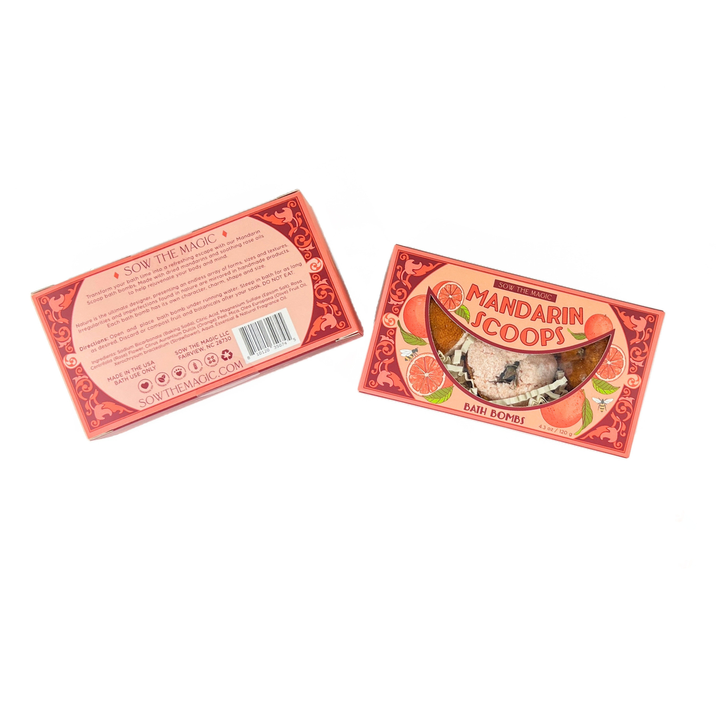 Mandarin Scoops Bath Bomb Gift Set made with Rose Botanicals