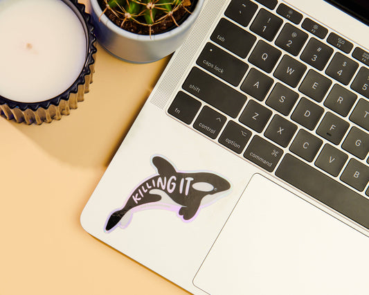 Killing It Orca Holographic Vinyl Sticker - Killer Whale Era - Made in USA -