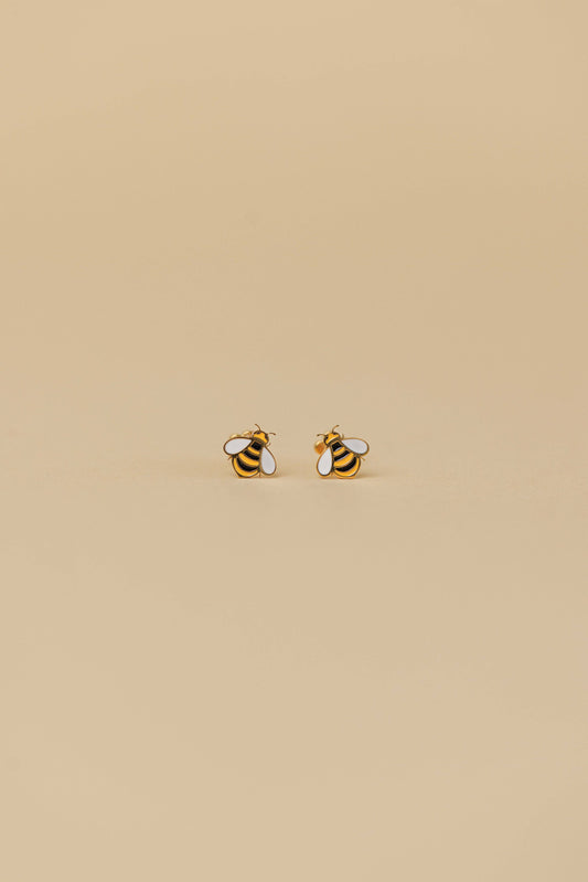 Bumble Bee Enamel Flat Back Kids Earrings