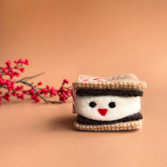 Smiling S'more Felt Wool Christmas Ornament