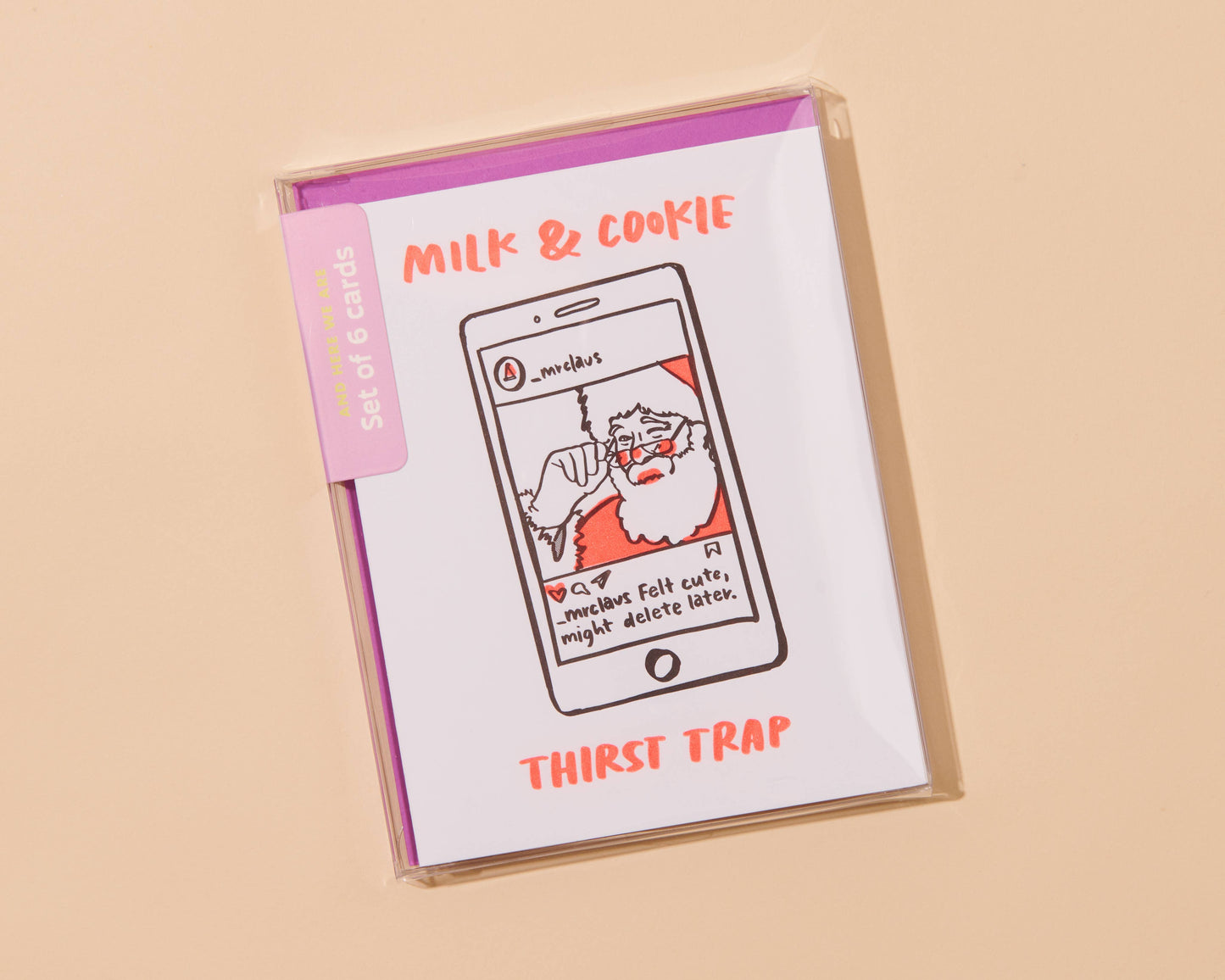 Thirst Trap Christmas Eve Letterpress Greeting Card - Santa card