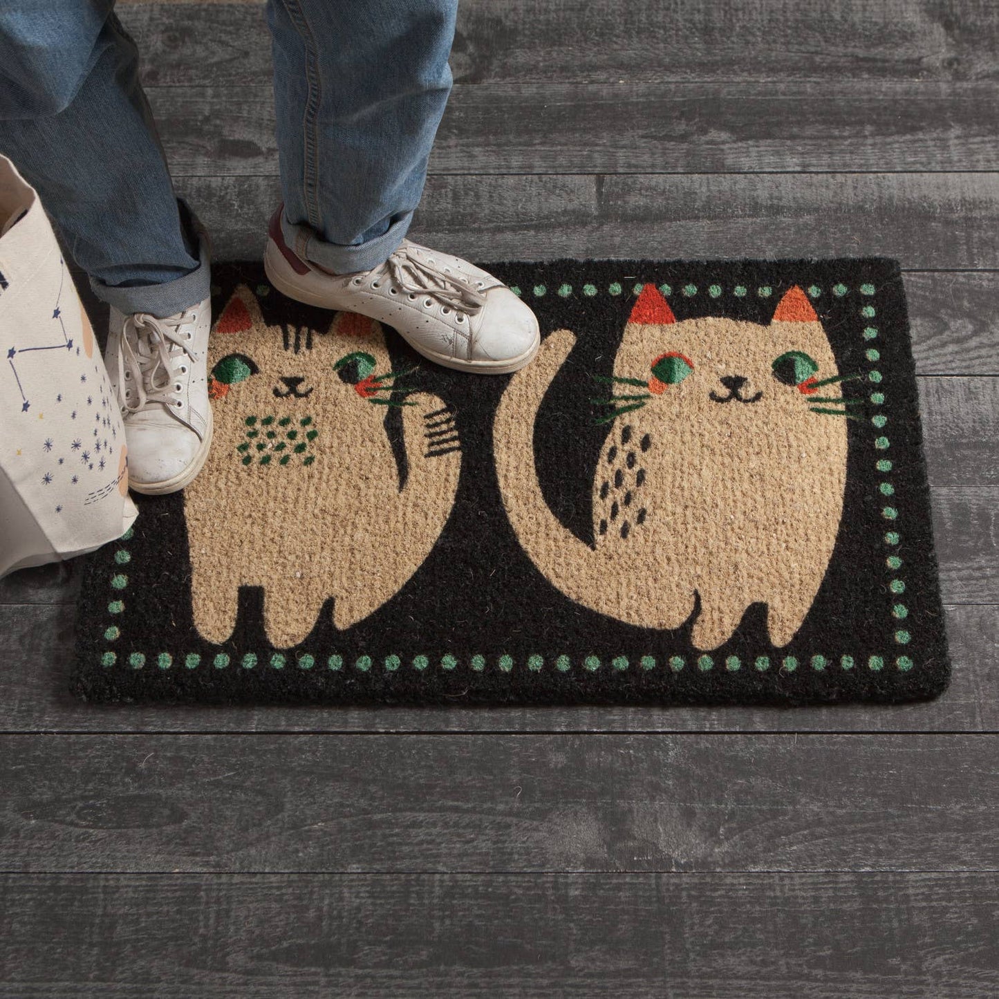 Danica Studio Meow Meow Coir Fiber Printed Doormat