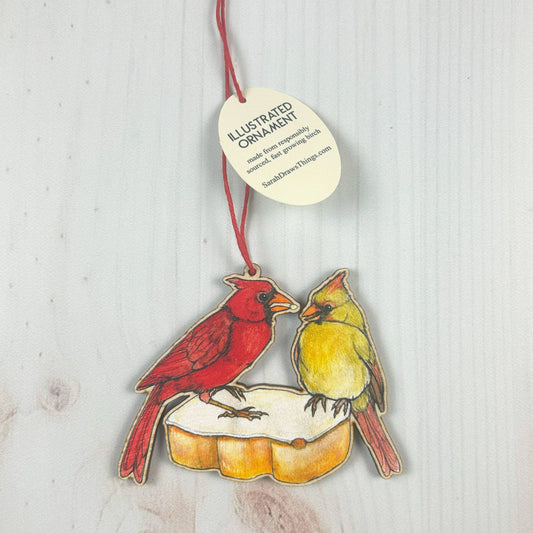 Cardinal Tastykake - 3.5" illustrated wooden tree ornament