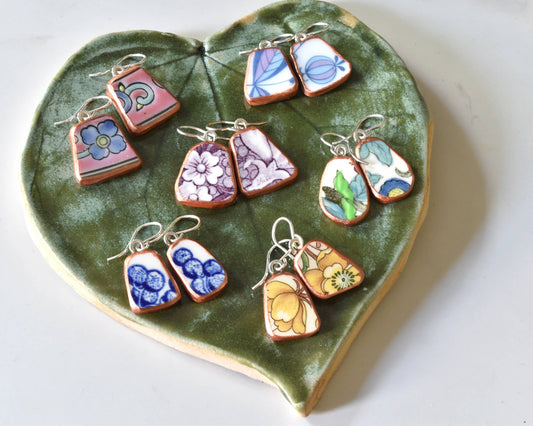 Broken Plate Dangle Earring - Shard Shape