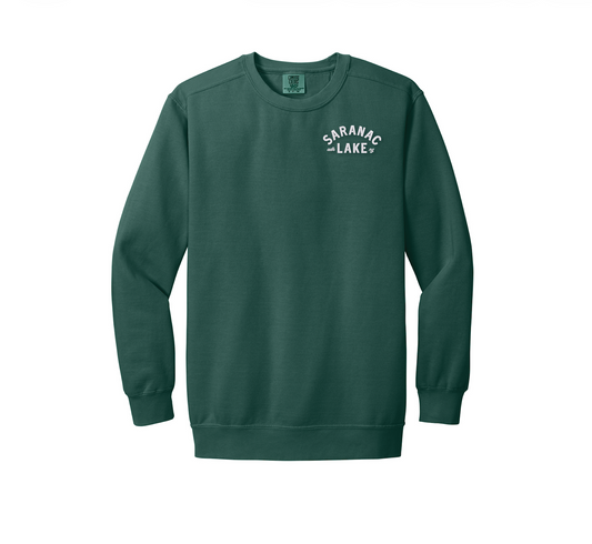 Saranac Lake Embroidered Crewneck - COMFORT COLORS Ring Spun Crewneck Sweatshirt Unisex