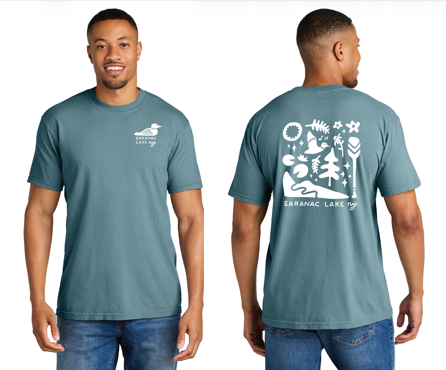 Saranac Lake Graphic T-Shirt - COMFORT COLORS Heavyweight Ring Spun Tee Unisex