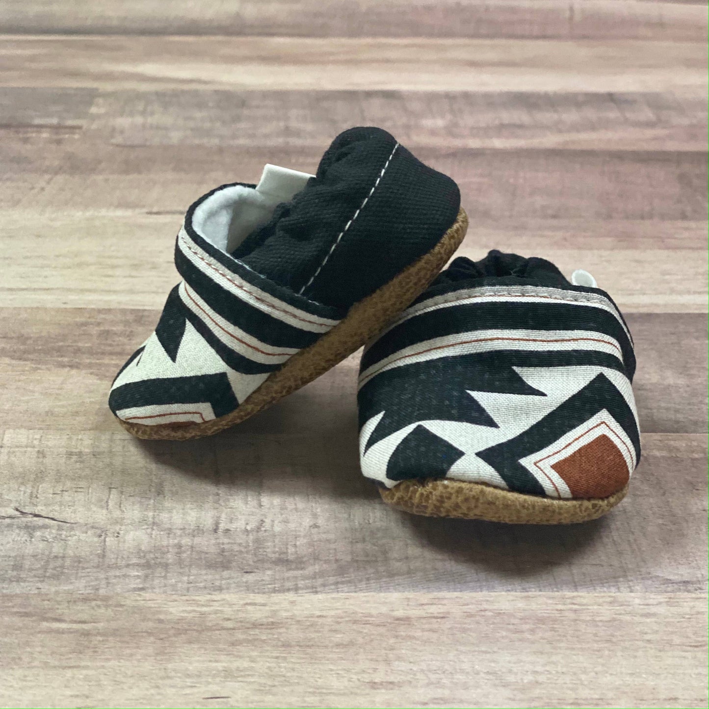 Orange & Black Tribal Moccasins